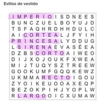 Sopa de letras: Estilos de vestido 👰 - 1