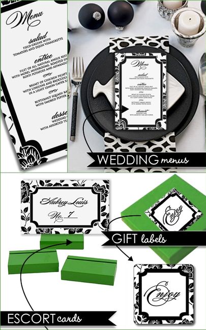 Template para menú de boda en negro y blanco