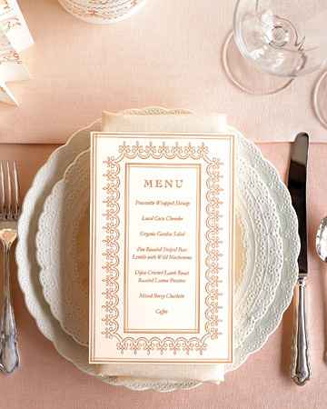 Template para menu de boda en rosa y crema