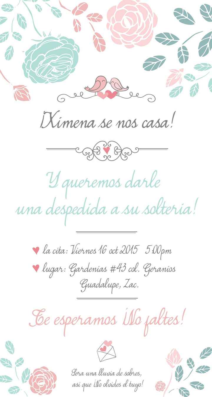 invitacion primer despedida sobre :)