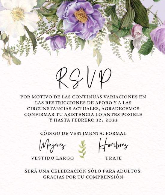 Poner dress code para la invitación? 1