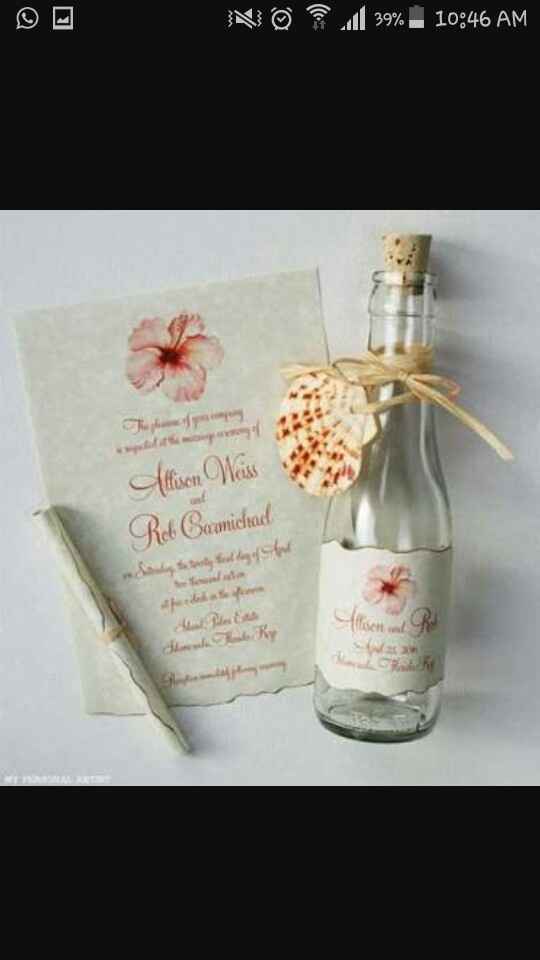 Invitaciones en botella para boda en playa - 4