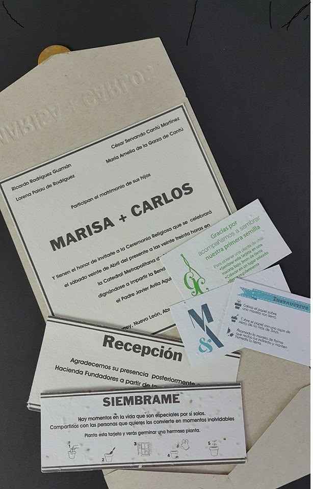 invitacion con papel semilla y lacre