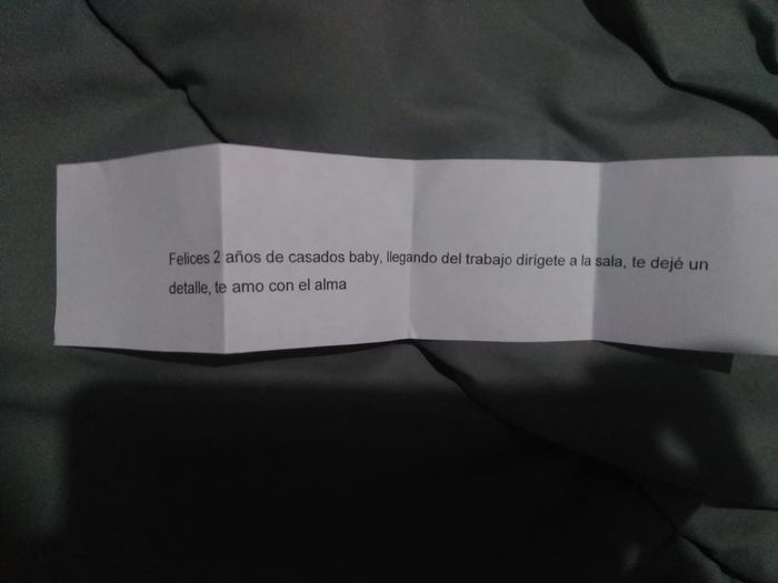 Escrito que coloqué en su cartera