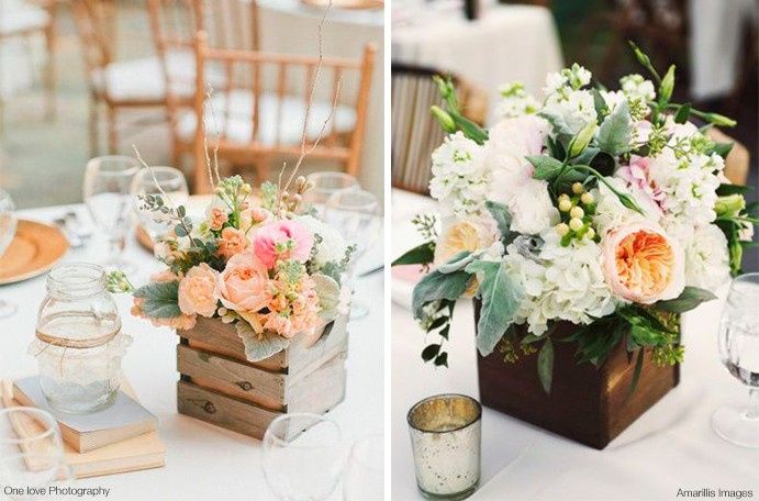 centros de mesa con flores o suculentas