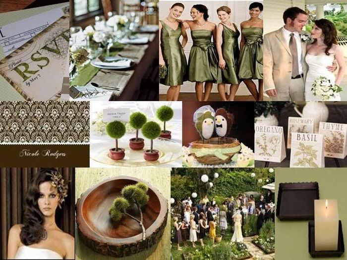 verde olivo damas de honor