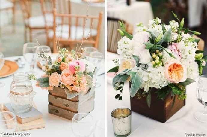 centros de mesa con flores o suculentas
