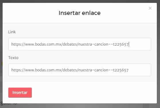 Te sale la cajita para insertar el enlace, en la parte de texto puedes borrar el link y poner con lo