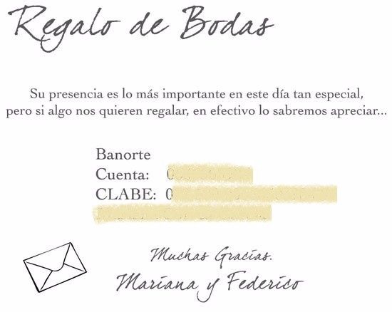 Para pedir regalo en efectivo