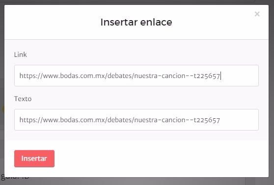 Te sale la cajita para insertar el enlace, en la parte de texto puedes borrar el link y poner con lo
