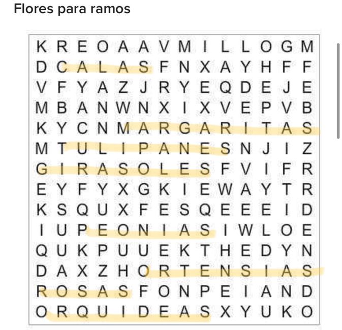 Sopa de letras: Flores para ramos 💐 9