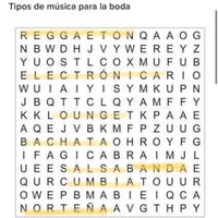 Sopa de letras: Tipos de música para la boda - 1