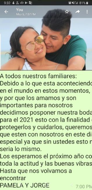 Ideas de comunicado para Posponer Boda 1