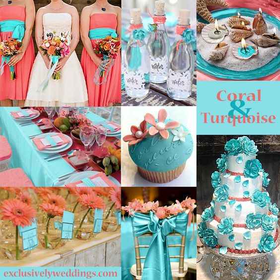 Coral y turquesa