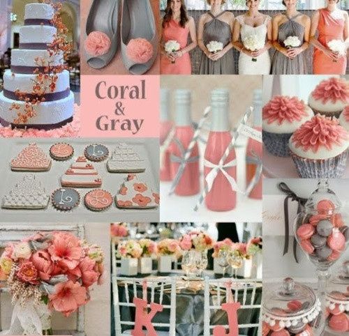 Coral y gris