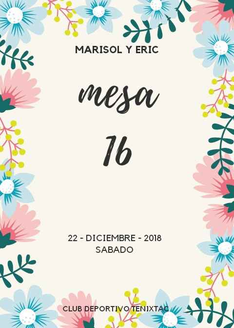Numeración de mesas - 5