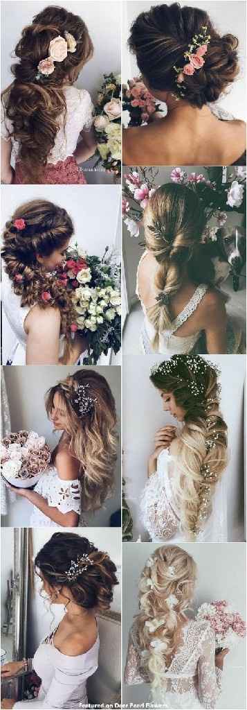 Peinados con cabello largo y flores - 1