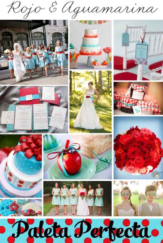 Boda rojo & aguamarina