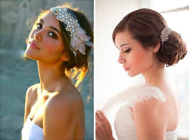 Apliques en pedrería, las hebillas y diademas con piedritas y perlas, quedan muy bien para las novia