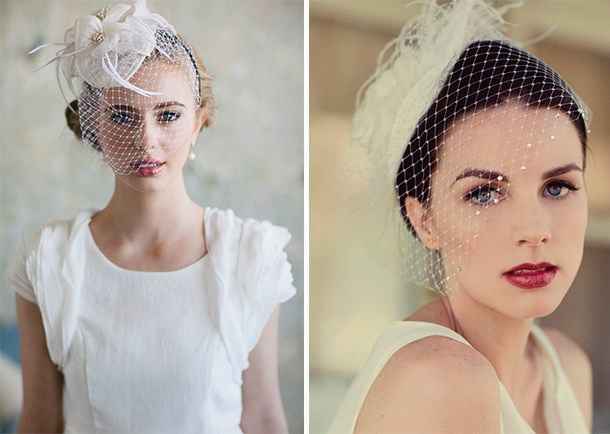 Velo francés, es tradicional pero le puedes poner un toque de modernidad con una flor y apliques de 
