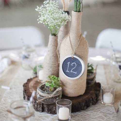 Decoración de mesas con botellas