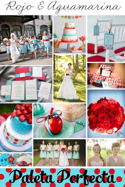 Boda rojo & aguamarina