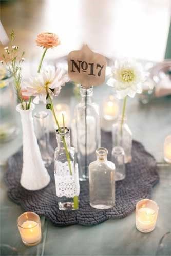 Decoración de mesas con botellas