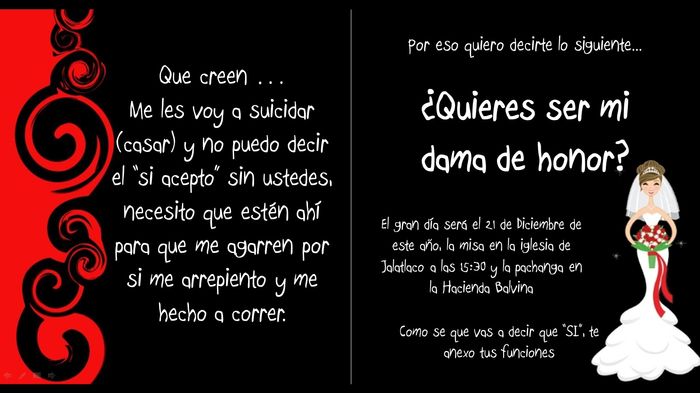 Invitaciones para damas de honor 2