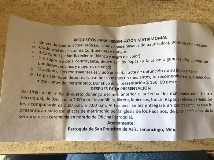 Requisitos para la parroquia - 1