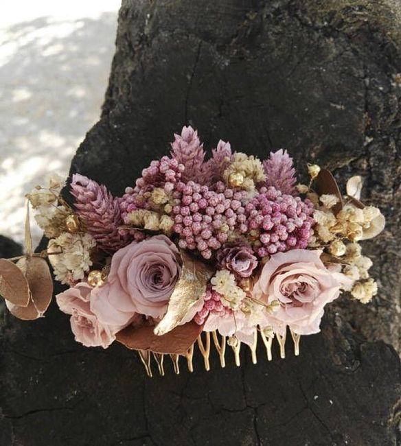 Tocados para novias en tonalidades rosas - 3