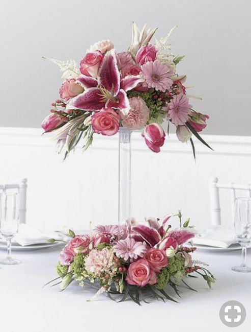 Centros de mesa con tonos rosas - 8