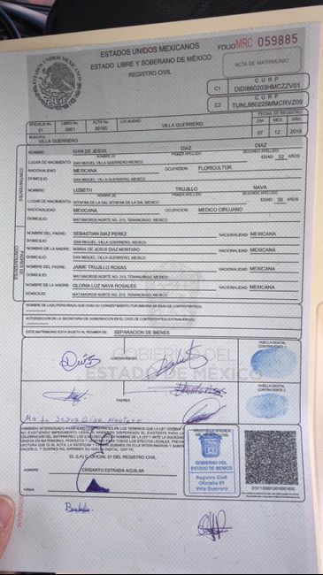Acta de matrimonio. Casi un mes - 1