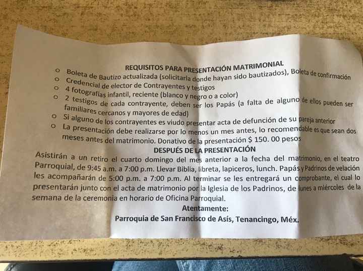 Requisitos para la parroquia - 1