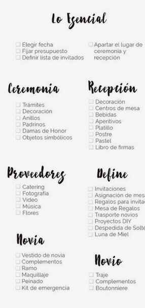 Chek list de la organización de la boda - 1