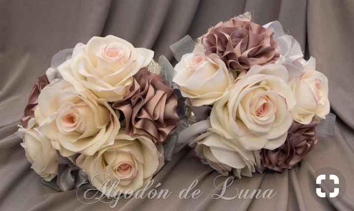Ramos con rosas de tela en tonos rosas - 1