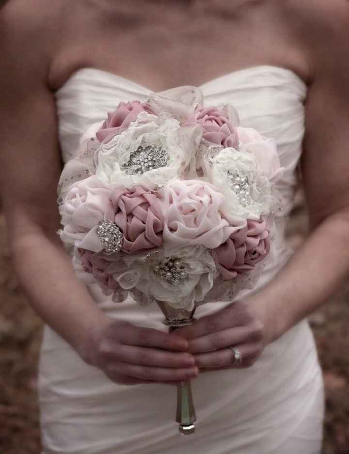 Ramos con rosas de tela en tonos rosas - 6