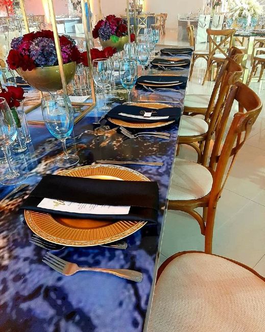 Ideas como combinar un azul marino para los manteles de las mesas - 1