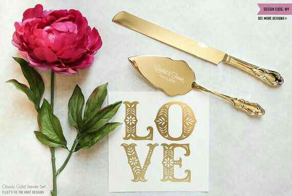 Colores: cuchillos para el pastel en yellow gold - 1