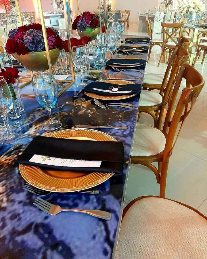 Ideas como combinar un azul marino para los manteles de las mesas - 1