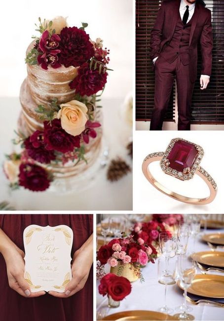 Combinaciones de colores en vino y dorado - 2