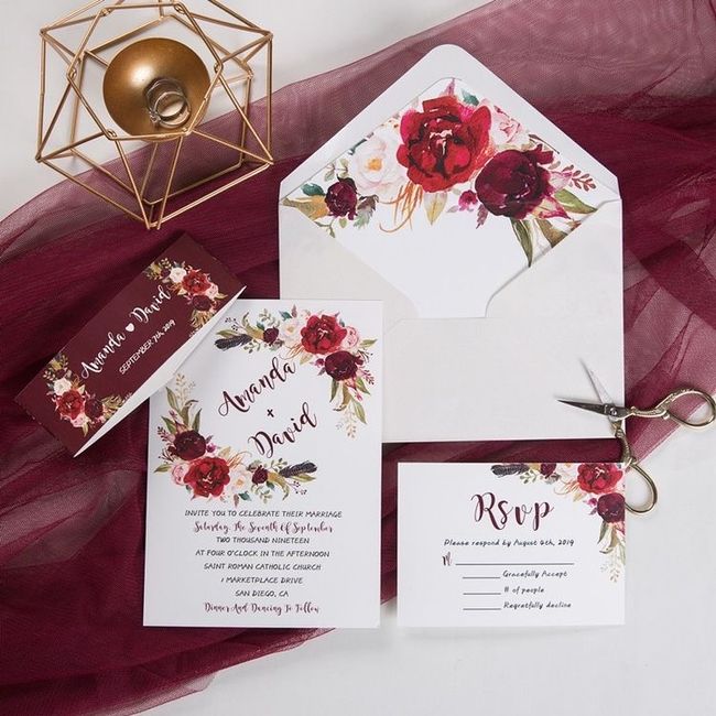 Invitaciones en color vino❤️ 6