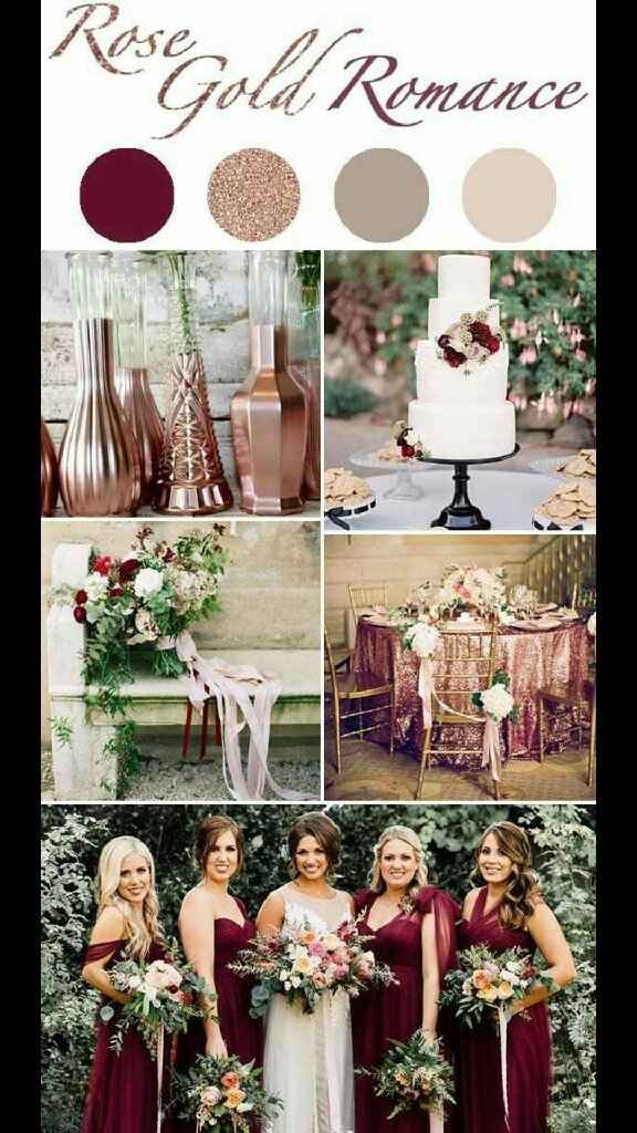 Combinaciones de colores en "rose gold" y "vino" - 1