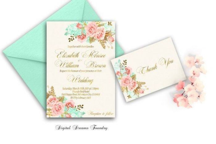 Invitaciones en verde menta ✉️ 3