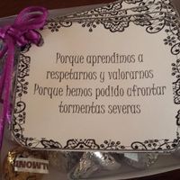 Invitacion y chocolates