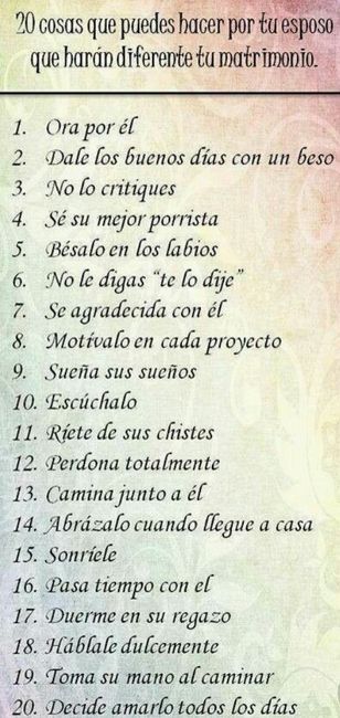 Rally- 20 cosas que puedes hacer por tu esposo para un buen matrimonio 1