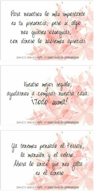Dinero en vez de regalos? - 2