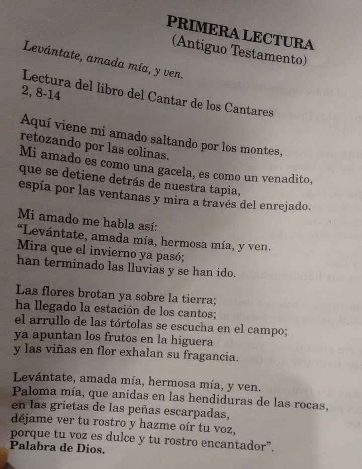 Lectura del Libro del Cantar de los Cantares