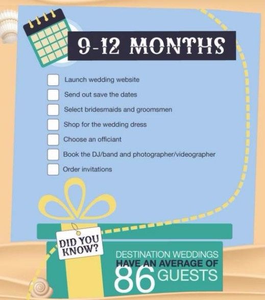 Check List Boda Destino: 9-12 Meses Antes