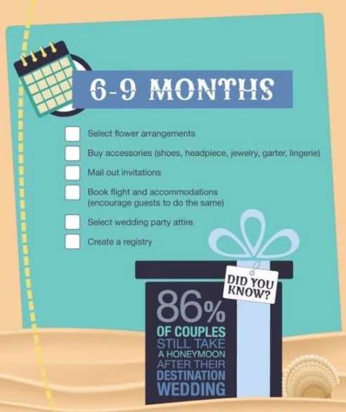 Check List Boda Destino: 6-9 Meses Antes