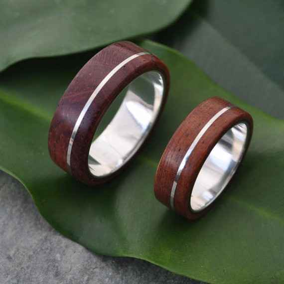 Anillo de madera y plata